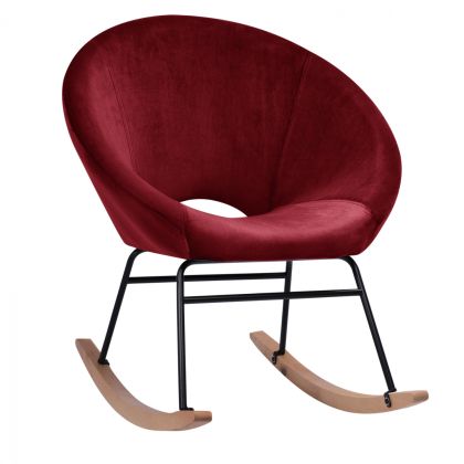 Rocker velvet armchair Paulina HM8399.06, Burgundy red 76x86x76 cm.