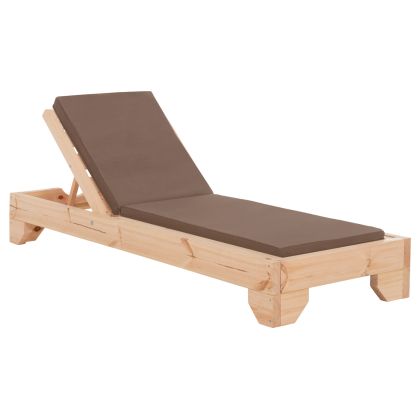 BEACH LOUNGER WITH CUSHION KORINOS HM10775.04T PINE WOOD--TEXTILENE COVER IN MOCHA 79x204x77Hcm.