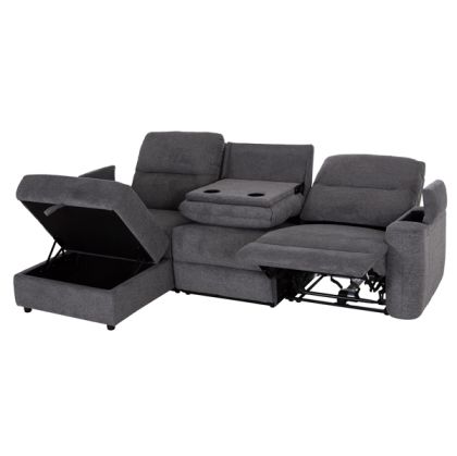 LEFT CORNER SOFA SYNTHIA HM3308.03L RECLINE & STORAGE SPACE--GREY FABRIC 245x170x98Hcm.