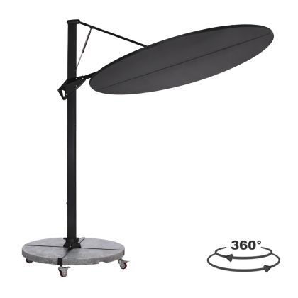 UMBRELLA WITH GROUND BASE SERIES CANNOPY HM21285.01 ALUMINUM & GRANITE--PENCIL GREY COLOR Φ2.2m