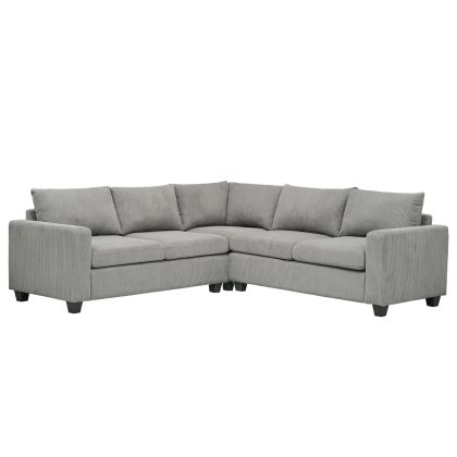 CALDER Corner Sofa – Grey Fabric, 254 × 254 × 90 × 91 cm
