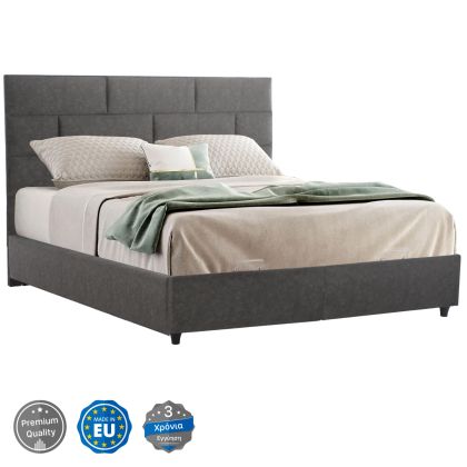 BED HM627.20 SOLEDAD, STORAGE SPACE, GREY FABRIC, 160x200cm