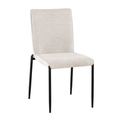 DINING CHAIR BRETO HM18468.02 BEIGE FABRIC--METAL LEGS IN BLACK 58x46x88Hcm.