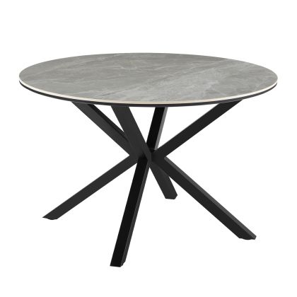 DINING TABLE ROUND ERAGON HM18460.03 SINTERED STONE TOP IN GREY MARBLE COLOR Φ120x75Hcm