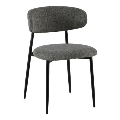 DINING CHAIR KIMO HM18459.01 GREY FABRIC--METAL LEGS IN BLACK 47x48x78Hcm.