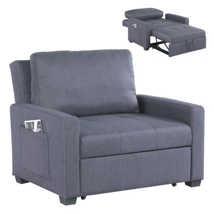 Armchair-Bed Kanna HM3083.10, Grey fabric, 112x96x85Η cm