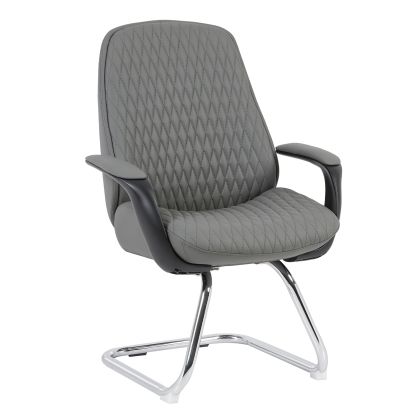VISITOR'S CHAIR VELUM-s HM1235.10 GREY PU--CHROMED BASE 71x60x100Hcm.