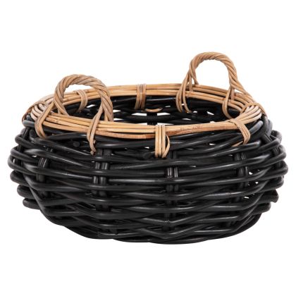ПОДОВА КОШНИЦА POTTS HM4378 CL РАТАНОВ В ЧЕРНО И НАТУРАЛНО Φ62x36Hcm.