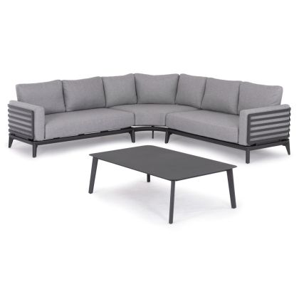 OUTDOOR LOUNGE SET 4PCS ORION CORNER HM6191.01 DARK GREY ALUMINUM & OLEFIN