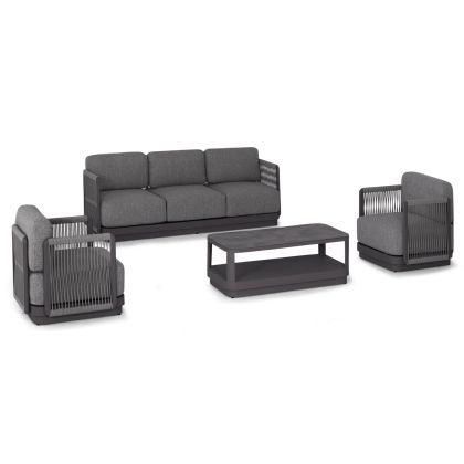 OUTDOOR LOUNGE SET 4PCS ELYSIA HM6186.01 DARK GREY ALUMINUM-ROPE-P.E.FABRIC
