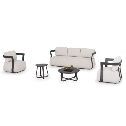 LOUNGE SET 5PCS SERIES PACIFIC HM6253.01 DARK GREY ALUMINUM-CREAM WHITE CUSHIONS