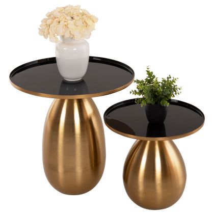 SIDE TABLES 2PCS HM9661 METAL IN BLACK AND GOLD Φ50,5 &Φ40,5cm.