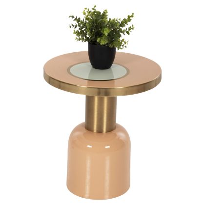 SIDE TABLE ERODE HM4249.08 METAL IN WARM PINK-GOLD-BEIGE Φ40,5x45,5Hcm.