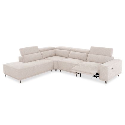 LEFT CORNER 5-SEAT SOFA WITH RECLINE LUNARIS HM3316.02L ECRU FABRIC 307x267x94H