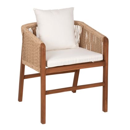 ARMCHAIR TEAK WOOD ROPE CUSHIONS HM9455.01 60x62x74-88 cm.