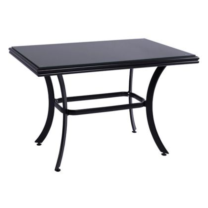 ALUMINUM DINING TABLE JAXEN HM5533.02 BLACK WITH TEMPERED GLASS TOP & TEXTILENE 120x70x78Hcm.