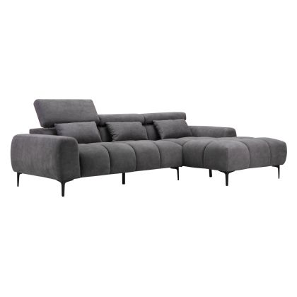 CORNER SOFA RIGHT DIVYA HM3267.02R SYNTHETIC SUEDE IN GREY 264x175x99Hcm.