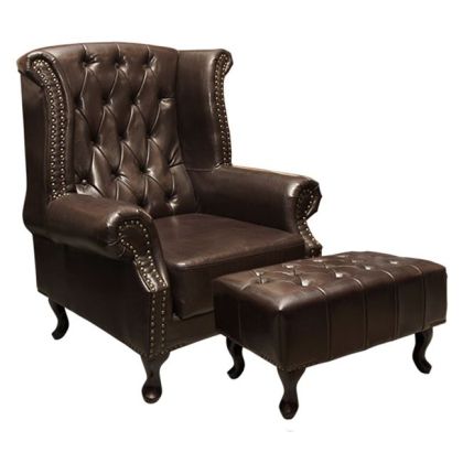 Set Armchair Polina with footstep Emma Dark Brown HM10198