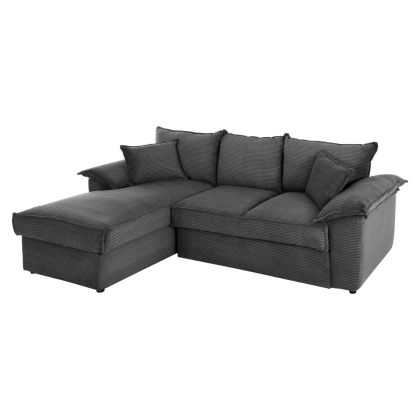 CORNER (LEFT) SOFA-BED WITH STORAGE SPACE ALDO HM3276.02L ANTHRACITE FABRIC 256x91-159x87Hcm.