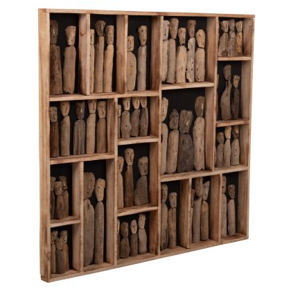 WALL DECORATION MYST HM4274 FRAME WITH FIGURINES MADE OF DRIFTWOOD 100x6x100Hcm.