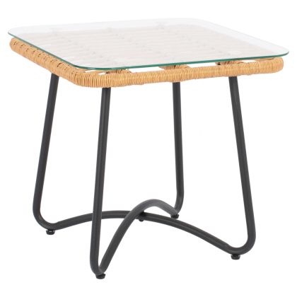 Metallic table HM5717 with wicker beige 50x50x48.5cm