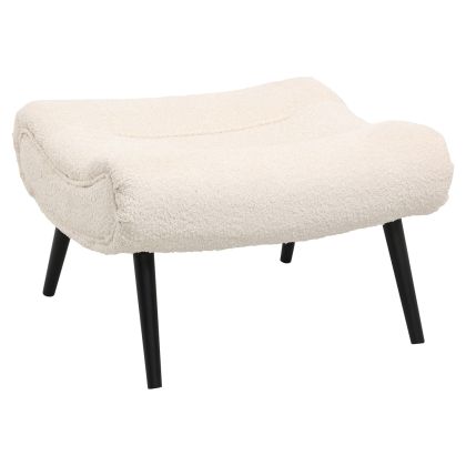 STOOL-FOOTREST KEMBA HM9606.06 ECRU BOUCLE FABRIC-BLACK WOODEN LEGS 68X58X40Hcm.