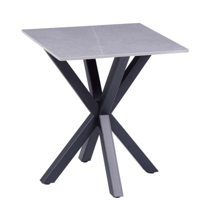 SIDE TABLE HM9471.05 GREY MARBLE SINTERED STONE TOP-BLACK METAL BASE 50x50x55Hcm.