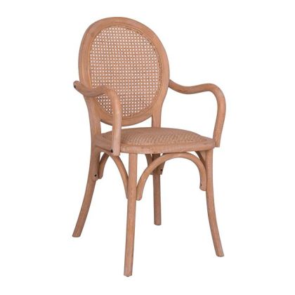 Chair wooden with arms HM8301 with rattan at the back 50x52x93,5 cm