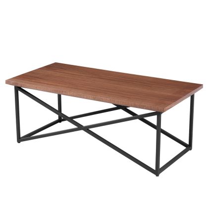 COFFEE TABLE HM9469.02 MDF WITH WALNUT WOOD VENEER TOP-BLACK METAL BASE 120x60x45,5Hcm.