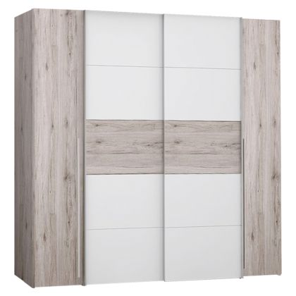 Wardrobe 4 Doors (2 Sliding Doors- 2Fixed Doors) Lois HM2368.02 Sonama White HM200x62x191cm