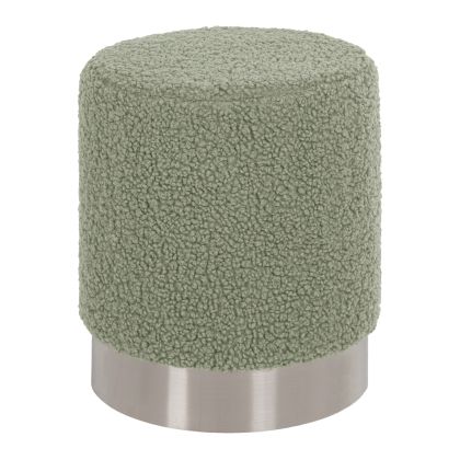 STOOL LEVY HM8408.27 BOUCLE FABRIC PISTACHIO GREEN-SILVER BASE Φ35x42Hcm.