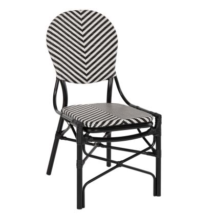 CHAIR ALUMINUM HM5927.01 WITH TEXTLINE BLACK-WHITE 46x56x95Hcm.