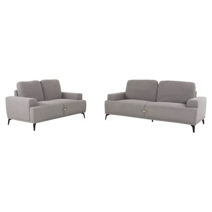 SOFA SET 2PCS TERIN HM6069.02 GREY FABRIC-BLACK METAL LEGS