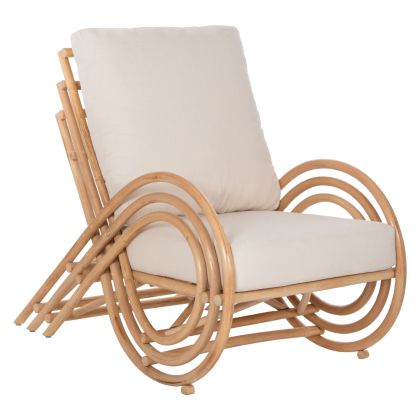 ARMCHAIR GRIZZ HM9820 NATURAL RATTAN-WHITE CUSHIONS 65x115x98Hcm.