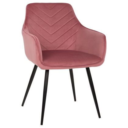 ARMCHAIR LATRELL HM8582.02 DUSTY PINK VELVET & BLACK METAL LEGS 55x57x84Hcm.