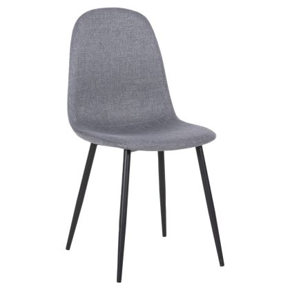 DINING CHAIR LEONARDO HM00100.26 GREY FABRIC & BLACK METAL LEGS 42x49,5x89Hcm.