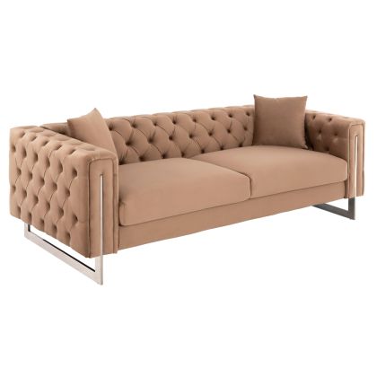 SOFA 3-SEATER t.CHESTERFIELD MOBAR HM3263.03 BEIGE VELVET-METAL LEGS 212x87x68H cm.