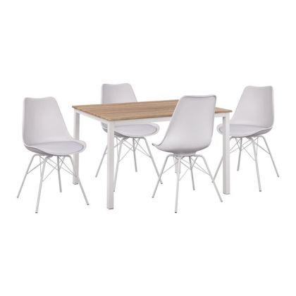 Set 5 pieces Sonama 110x70x76 cm & chairs Vegas Color White Metallic legs HM11013