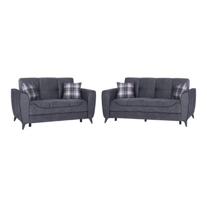 HM11246.10 sofa-bed set JUANA, 2-seater and 3-seater, grey fabric