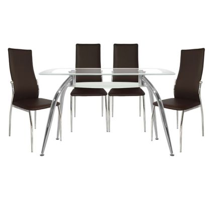 Set Dining Table 5 pieces Table Norris 120x75 Kim Brown HM10060.03