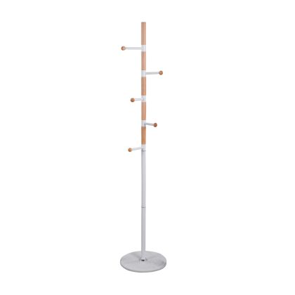 Metallic coat hanger Mercury HM8609.01 beech wood and white marble Diameter 37x176cm