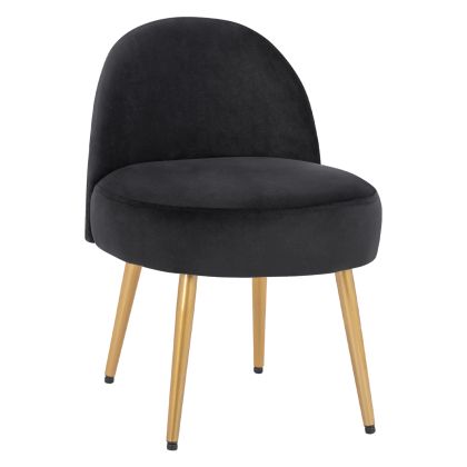 Stool with back Yasmine from black velvet & gold legs HM8395.14 47x43x65cm