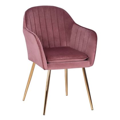 VELVET ARMCHAIR SAWYER HM8523.02 IN DUSTY PINK WITH GOLDEN LEGS 55x60x83 cm