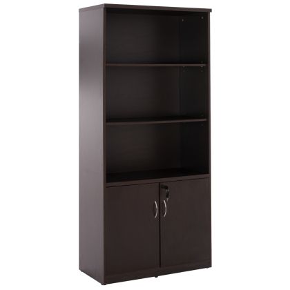 Professional office bookcase HM2014.02 wenge color with 2 doors 80Χ40Χ180