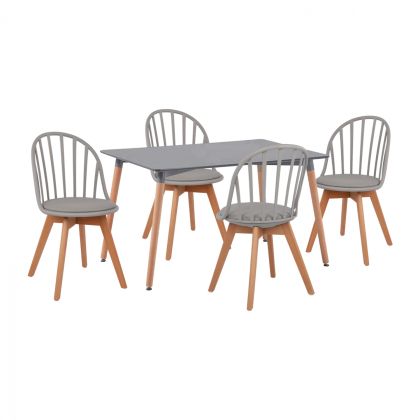 Set Dining Table 5 pieces Table Minimal with chairs Alina Grey HM11328.10 120x80x73 cm