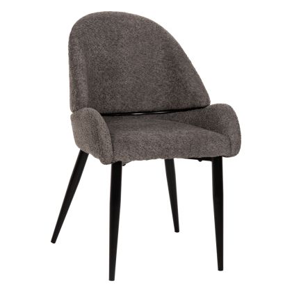 CHAIR SARKY HM8585.01 BOUCLE GREY FABRIC-BLACK METAL LEGS 55x62x89Hcm.