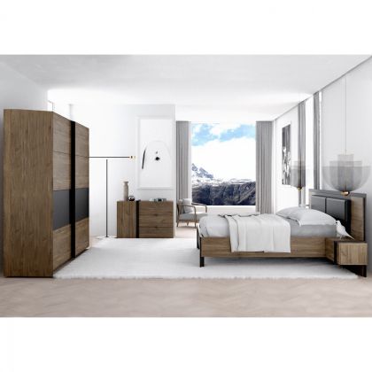 BED TAYLA HM8809 WITH INTEGRATED BEDSIDE TABLES FOR MATTRESS 160X200 cm.