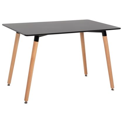 DINING TABLE MINIMAL HM8581.02 BLACK MDF-BEECH WOOD LEGS IN NATURAL COLOR 120Χ60X74Hcm.