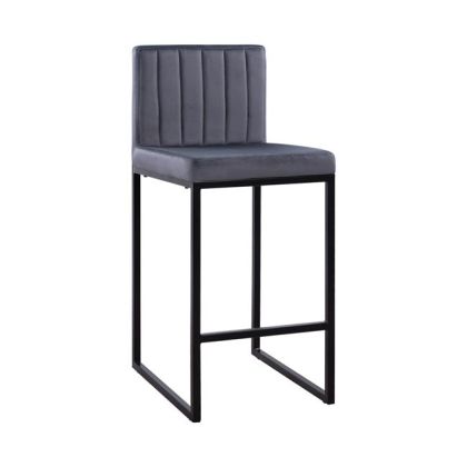 Bar Stool Piper Velvet Grey & Black Metallic Frame HM8525.01 40x49x96 cm