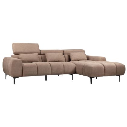 CORNER SOFA RIGHT DIVYA HM3267.01R SYNTHETIC SUEDE IN LIGHT BROWN 264x175x99Hcm.